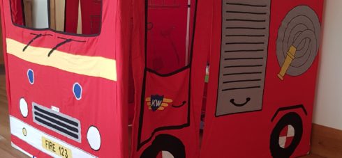 Firemans Truck in soft cotton bright red