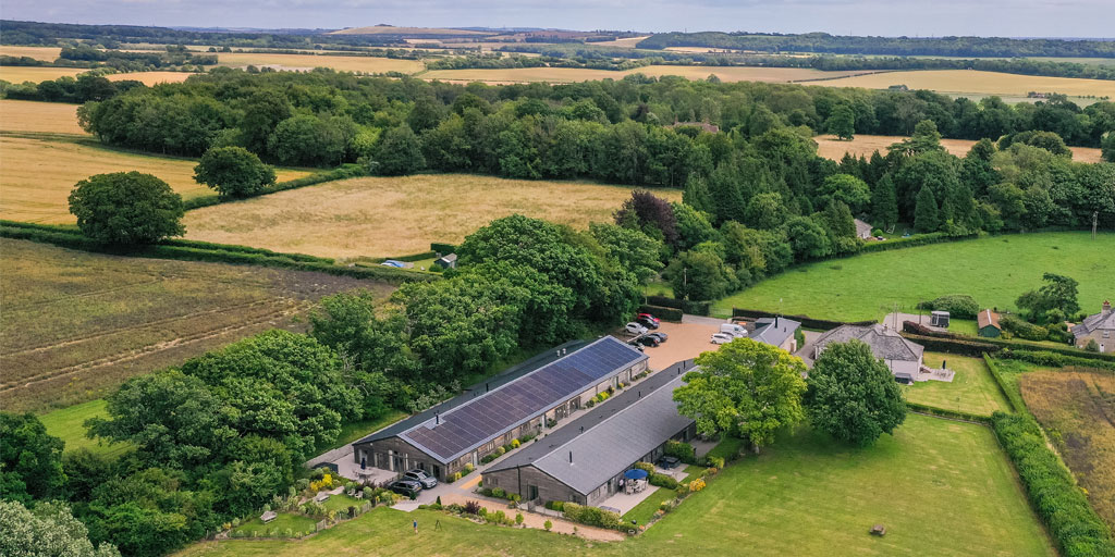 Wallops Wood Cottages Aerial View