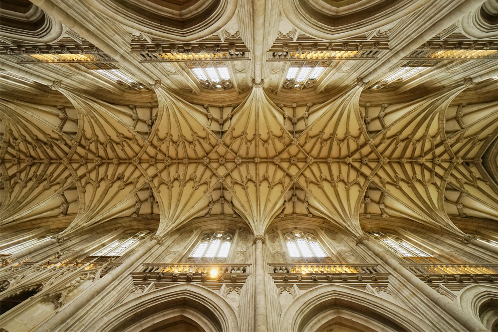 Ornate ceiling at Winchester Cathedral