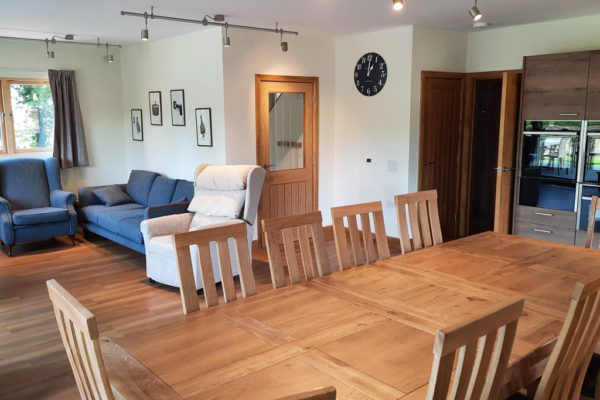 Open plan dining and living area at Scots Pine