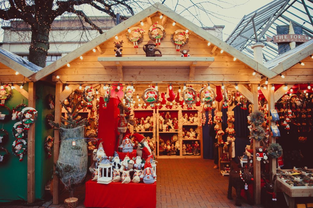 Toy stall at a Christmas market